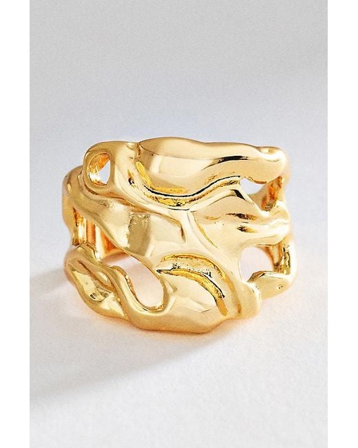 By Anthropologie Metallic Molten Tide Ring