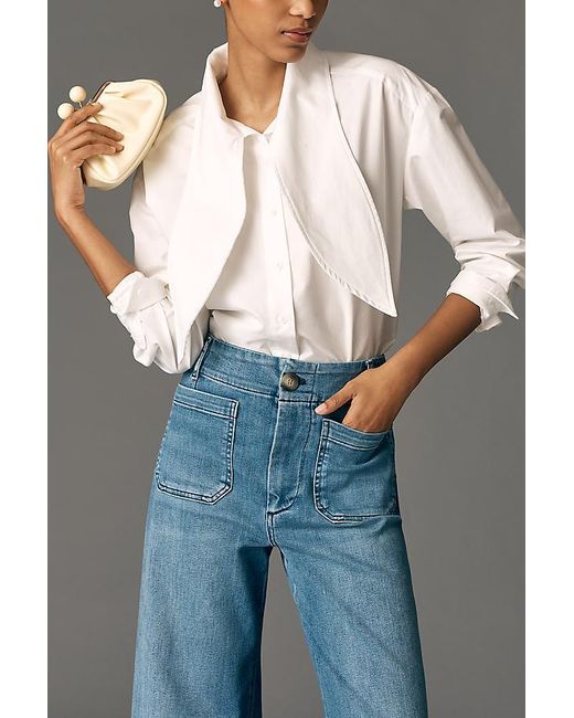 Maeve Blue The Colette Full-Length Wide-Leg Jeans By Embroidered Pocket Edition