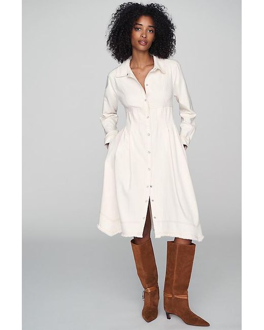 Pilcro White Denim Waisted Midi Shirt Dress