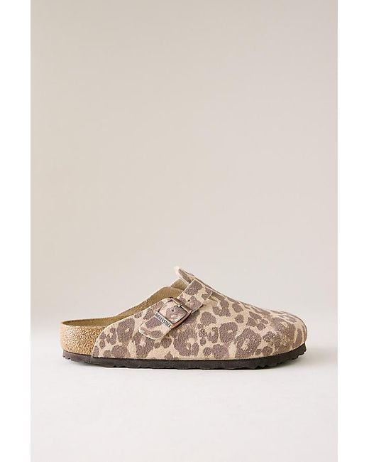 Birkenstock Natural Boston Leopard Clogs