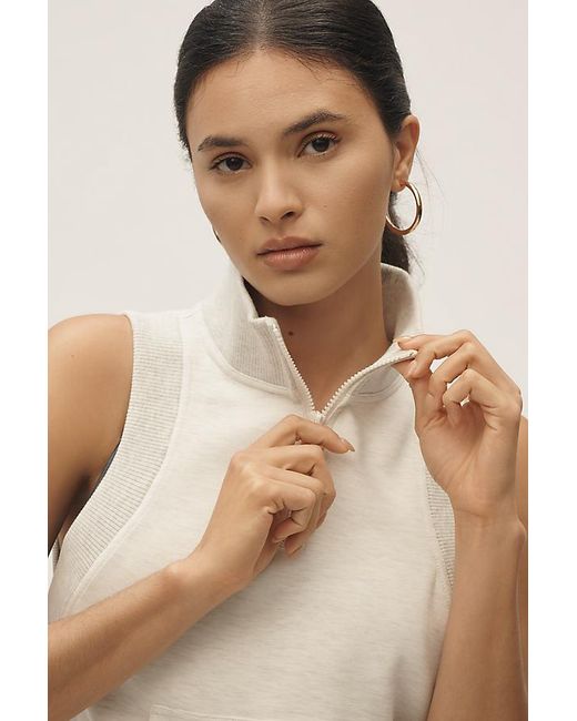 Daily Practice Natural Sleeveless Half-Zip Sweatshirt