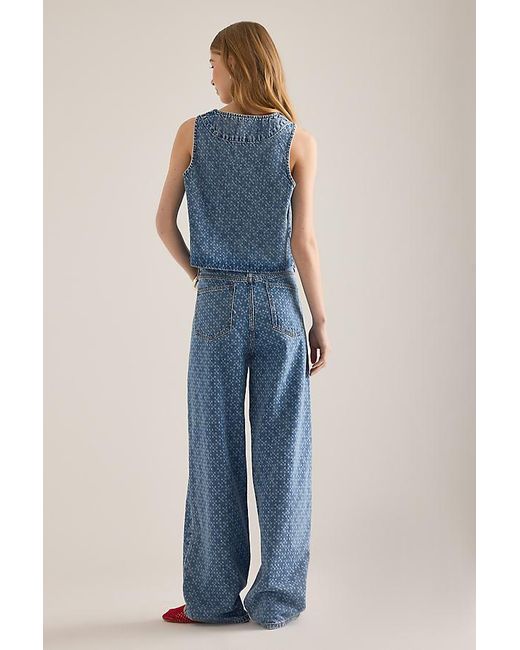 seventy + mochi Blue Kane Laser Button-Front Denim Vest