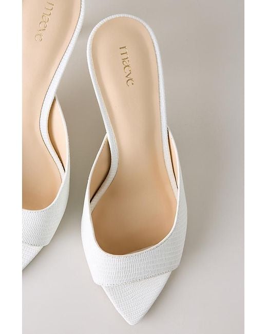 Maeve White Point Toe Mule Heels