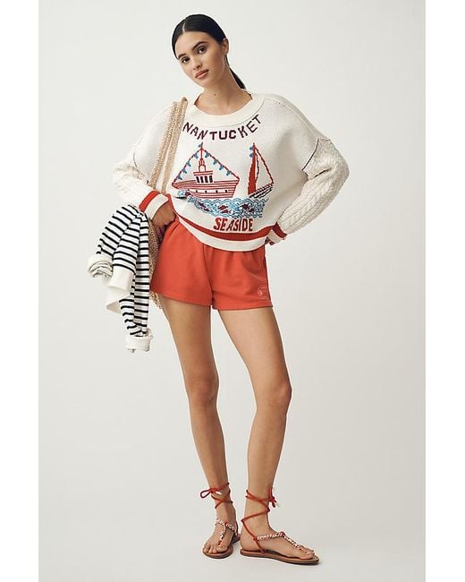 Maeve Red Graphic Cable-Knit Jumper