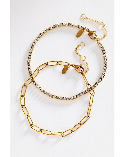 Anthropologie Metallic Water-Resistant Tennis Bracelets, Set Of 2