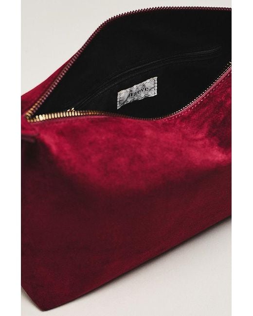 By Anthropologie Red Faux-Suede Slouchy Shoulder Bag