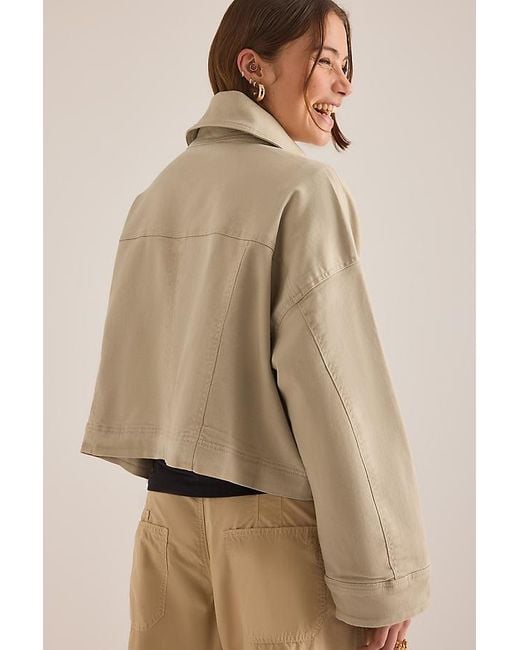 By Anthropologie Natural Funnel-Neck Utility Jacket