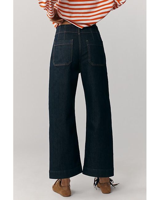 Maeve Blue The Colette Cropped Wide-Leg Jeans By