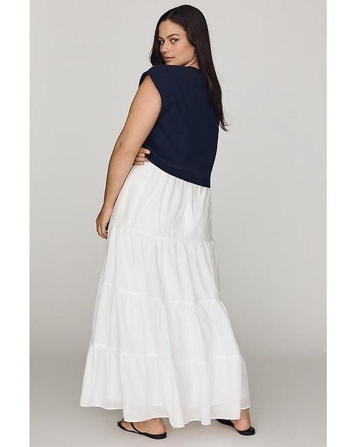 By Anthropologie Blue Gemini Twofer Midi Dress