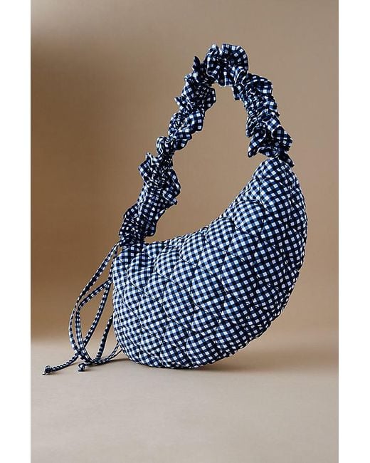Damson Madder Blue Checked Print Kidney Bag