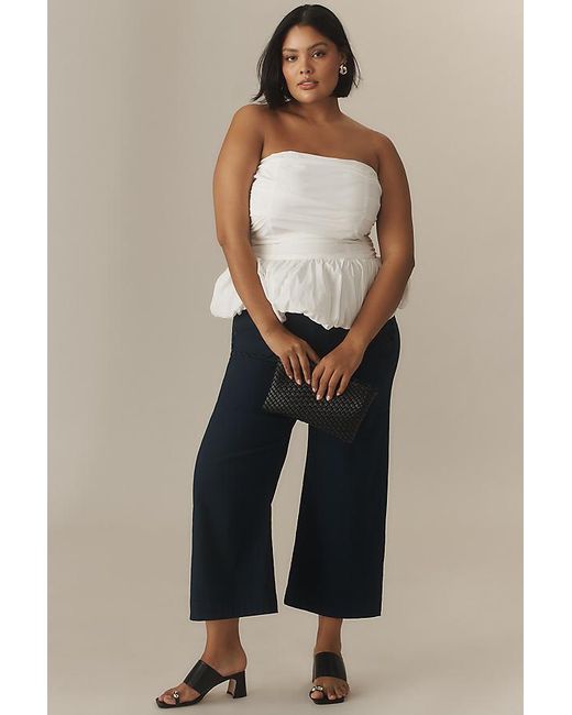 Maeve Blue The Colette Scallop-Pocket Crop Wide-Leg Trousers By