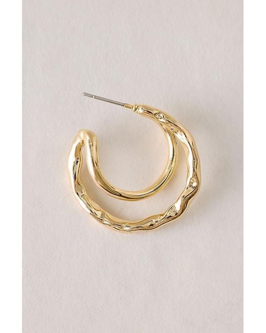 By Anthropologie Natural Hammered Moon Hoop Earrings
