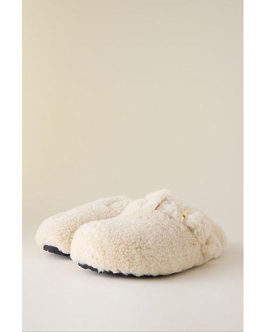 Birkenstock Natural Boston Big Buckle Shearling Clogs