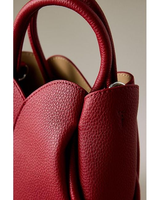 Melie Bianco Red Tulip Top-Handle Crossbody Mini Tote Bag