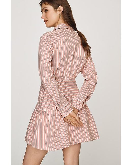 Exquise Pink Drop-Waist Mini Shirt Dress By