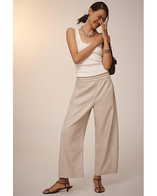 Pilcro Natural The Izzie Relaxed Pull-On Barrel Trousers By : Faux Leather Edition