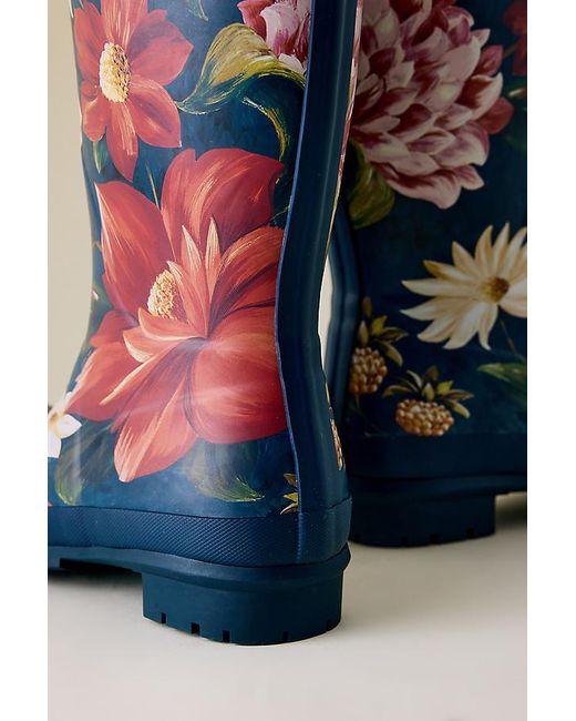 BARBOUR X FARM RIO Blue Wild Flower Wellingtons