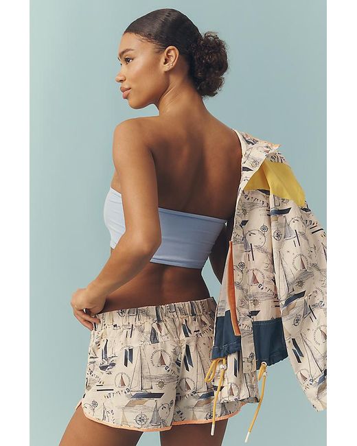 Daily Practice Blue Printed Drawstring Shorts