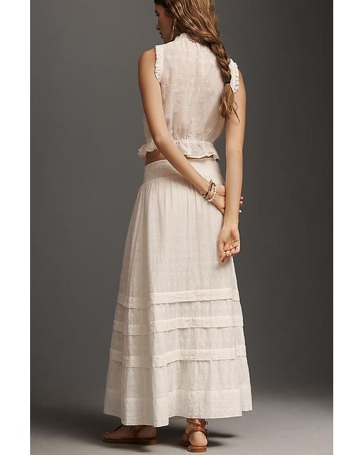 By Anthropologie Black Mixed Lace Maxi Skirt