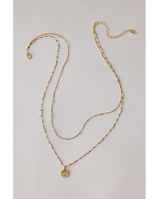 By Anthropologie White Plated Birth Flower Layered Necklace