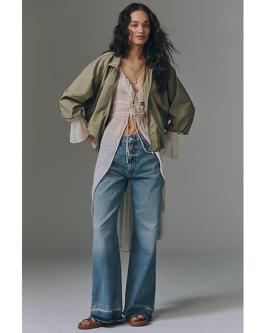 By Anthropologie Green Funnel-Neck Nylon Jacket