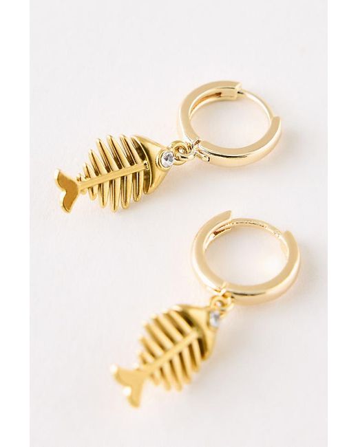 By Anthropologie Natural Fish Icon Huggie Hoop Earrings