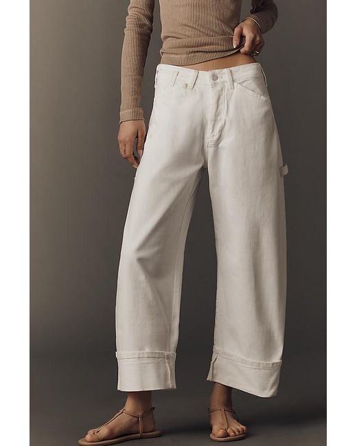 Pilcro White The Kayden High-Rise Cuffed Tapered Jeans By