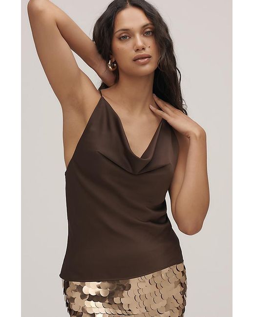 By Anthropologie Brown Cowl-Neck Back Detail Cami Top
