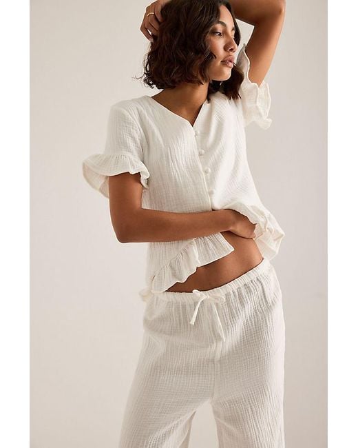 Meeka Natural Remi Frill Pyjama Bottoms