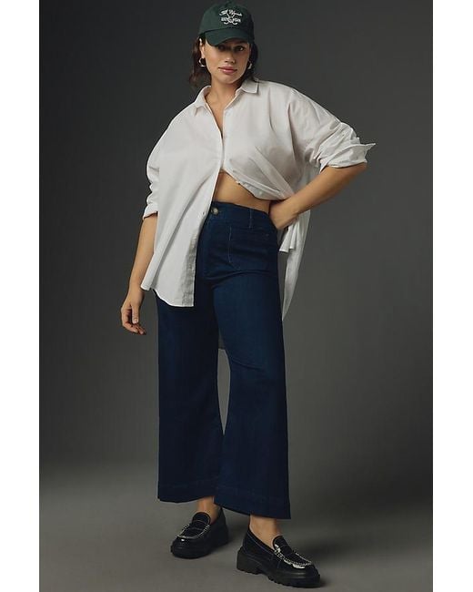 Maeve Gray The Colette Denim Cropped Wide-Leg Jeans By