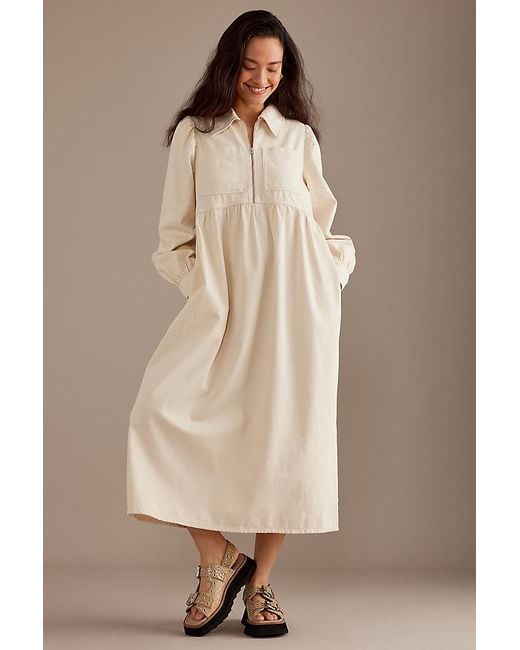 ALIGNE Natural Gabriella Denim Long-sleeve Midi Dress