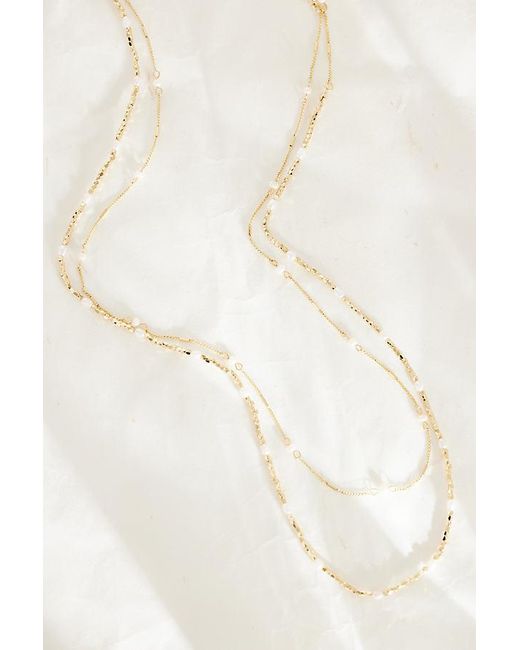 Anthropologie Natural Layered Long Pearl Necklace
