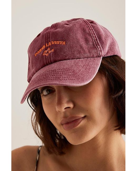 By Anthropologie Pink Pasta La Vista Embroidered Baseball Cap