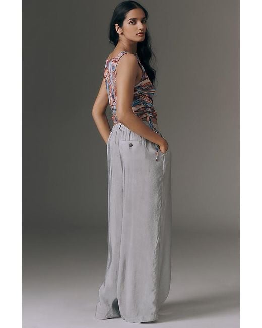 Maeve Gray The Avery Sheer Wide-Leg Trousers By