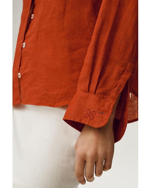 Maeve Red The Shrunken Bennet Linen Buttondown Shirt By