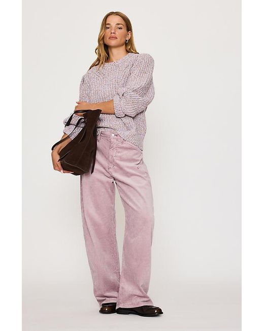 Pilcro Pink The Kayden Cord Mid-Rise Barrel Trousers By