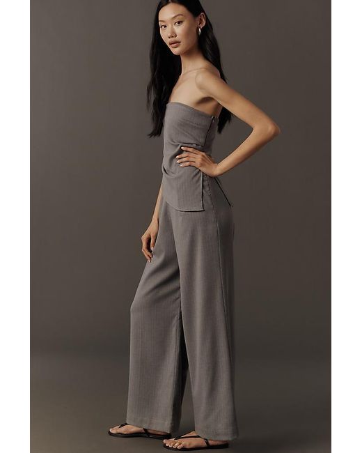 Self Contrast Gray Strapless Jumpsuit