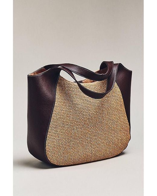 By Anthropologie Natural The Sonia Raffia Slouchy Tote Bag