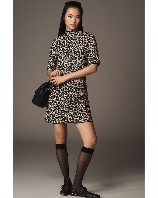 Maeve Gray Mock Neck Mini Shift Dress