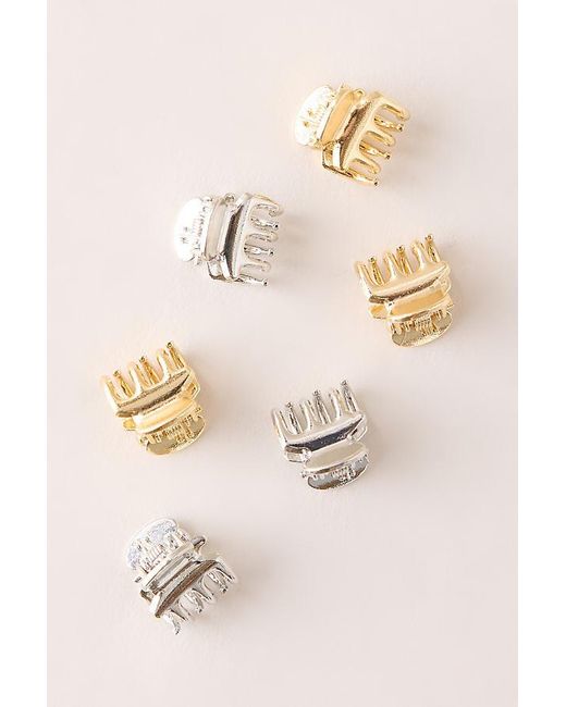 By Anthropologie Pink Mixed Metal Mini Claw Clips, Set Of 6