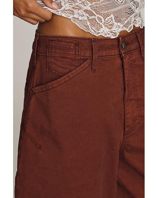 Pilcro Brown The Kayden High-Rise Full Length Carpenter Barrel Trousers By