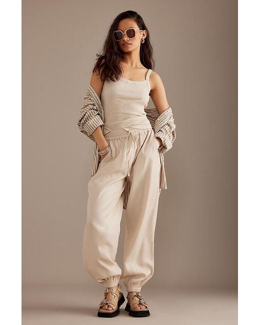 SELECTED Natural High-waisted String Tie Joggers
