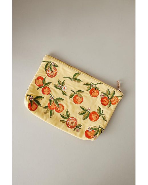 Elizabeth Scarlett Metallic Orange Embroidered Makeup Bag