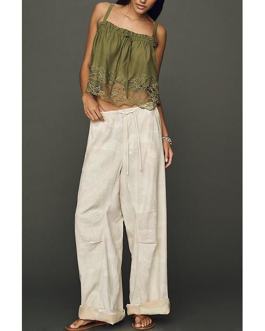 Pilcro Multicolor Hannah Linen-Blend Camo Wide-Leg Trousers