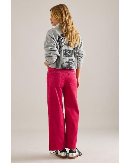 Maeve Red The Colette Cropped Wide-Leg Trousers By Corduroy Edition