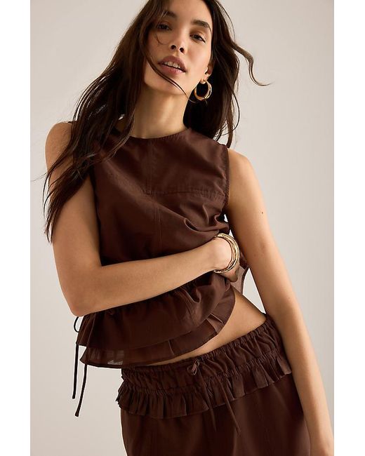 Damson Madder Brown Ailani Sleeveless Ruffle Blouse