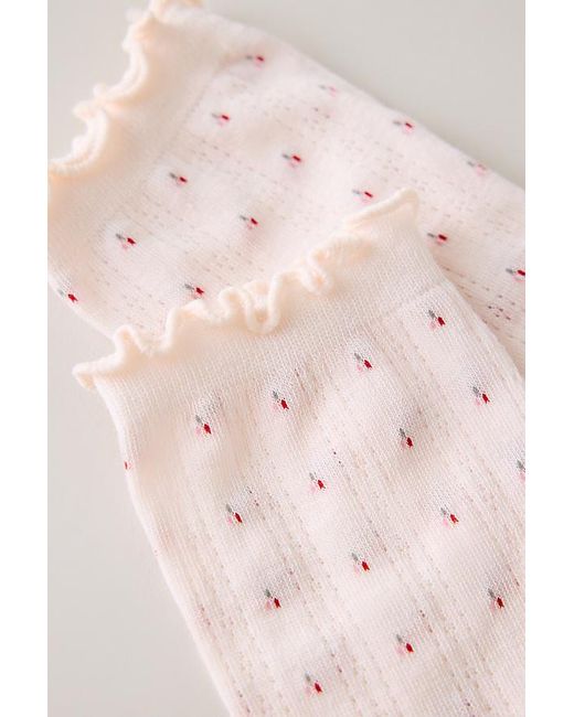 Casa Clara Pink Floral Pointelle Socks