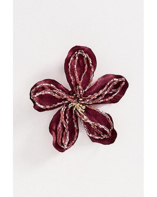 By Anthropologie Red In Bloom Beaded Stud Earrings