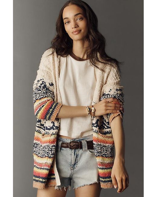 Pilcro Brown Longline Open-Front Cardigan