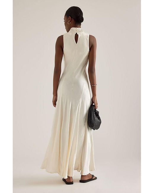 By Anthropologie Natural Joni Jacquard High-Neck Maxi Dress